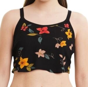 Floral Black Crop Top